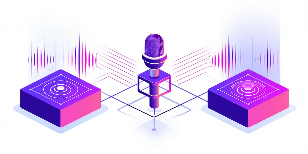 Architecture diagram showing AIdeal's three AI subsystems: voice synthesis, character rendering, and stage direction